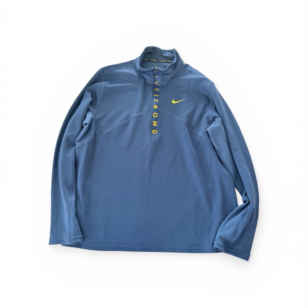 Nike Men’s Blue LiveStrong Quarter-Zip Pullover with Yellow Accents